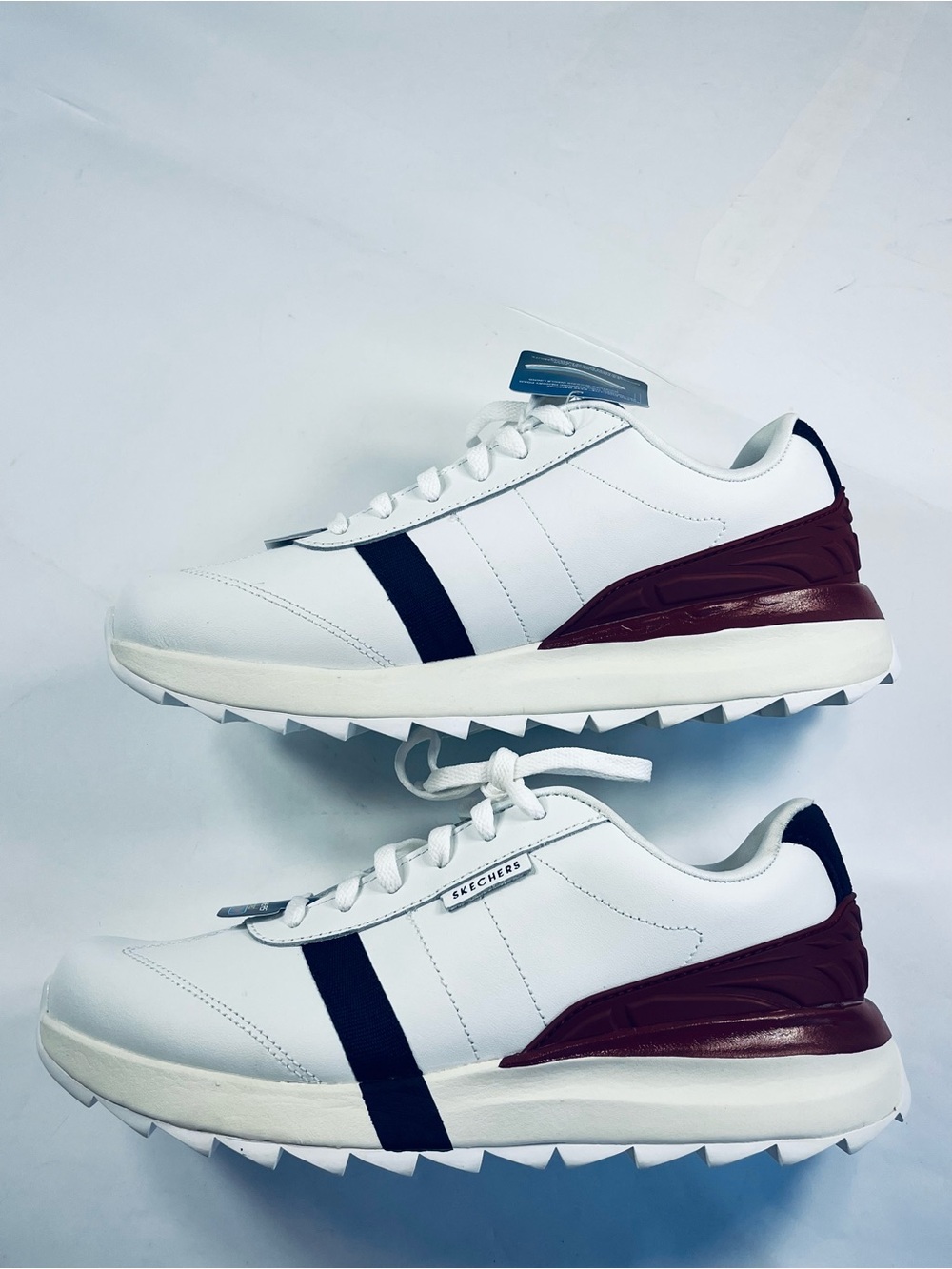 Skechers Speed Tooth Leather Fashion Men's:8 White Sneakers #SN237007 NEW